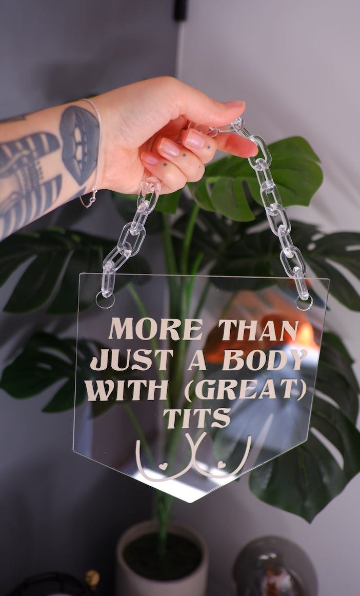 More than just a body clear acrylic banner with acrylic chain