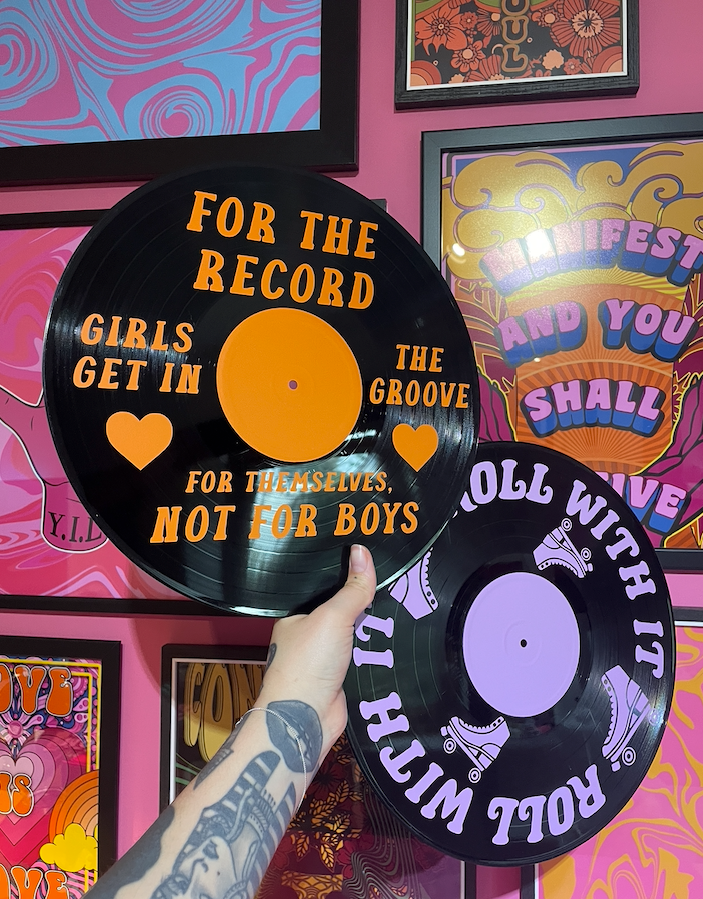 For the record girls get in the groove upcycled vintage 12" LP vinyl record home decor