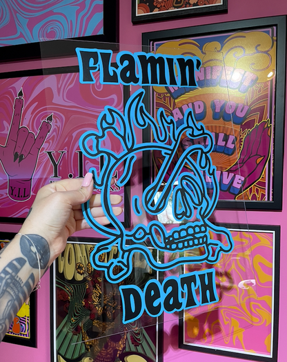 Flamin' Death clear acrylic vinyl poster plaque