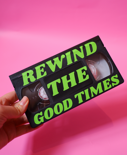 Rewind the good times VHS tape upcycled vintage VHS video tape home decor
